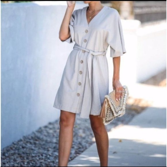 Velvet Heart NWT Calle white button linen blend dress size medium wedding beach - Picture 9 of 9